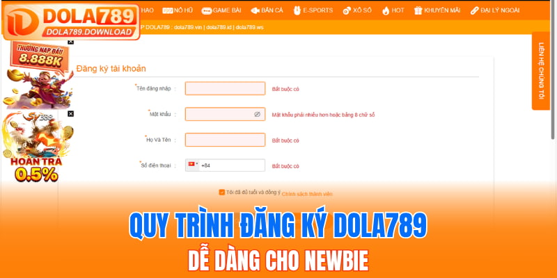 Quy trình đăng ký Dola789 dễ dàng cho newbie